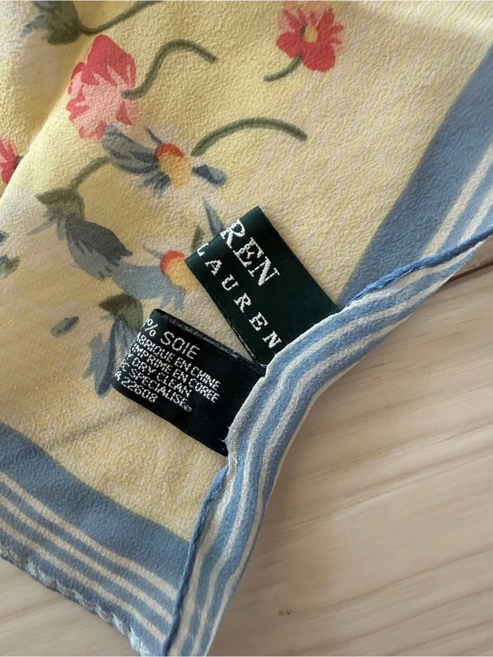 Ralph Lauren Yellow Floral Throw with Blue Border